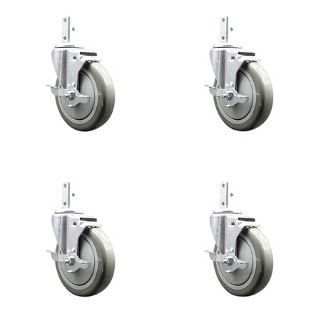 Service Caster Assure Parts 190PUBPRC4P Replacement Caster Set with Brakes, 4PK ASS-SCC-SQ20S514-PPUB-TLB-34-4